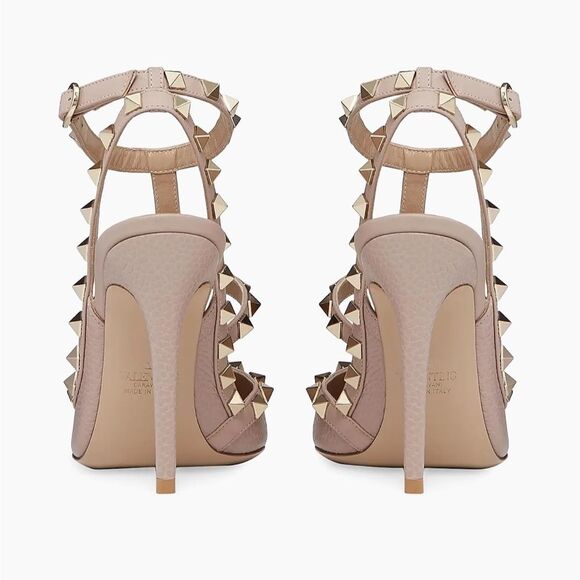 Valentino Rockstud Caged/Dust Bag Grainy Leather Pump in Powder 38.5 $1190 - Picture 4 of 9